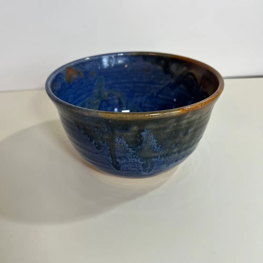 Vintage studio Handcrafted Blue and Brown Ceramic‎ Bowl